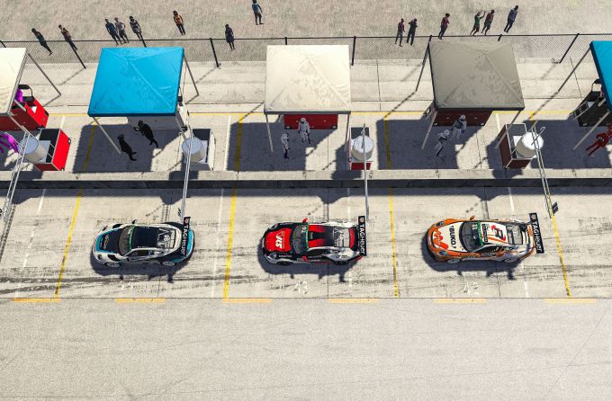 Brands Hatch Porsche esports pits bovenaanzicht