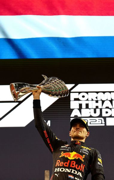 Max Verstappen podium F1 wereldkampioen 2021