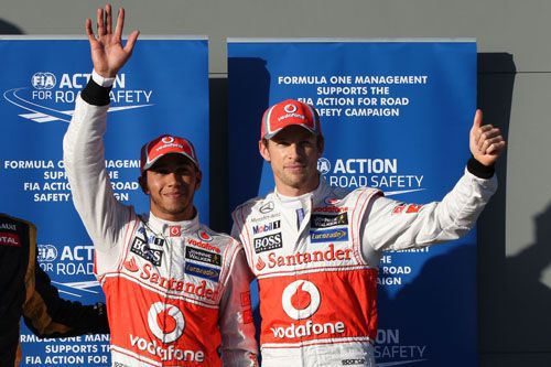 Jenson Button en Lewis Hamilton