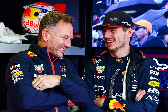 Max Verstappen en Christian Horner red Bull F1