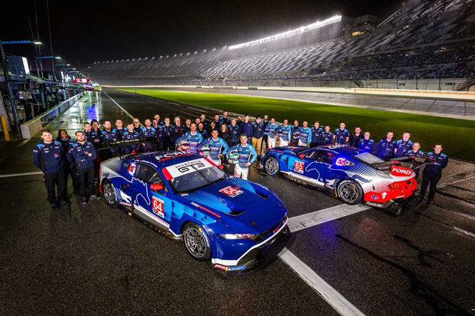 Ford Mustang GT3 en GT4 racewagens op Daytona