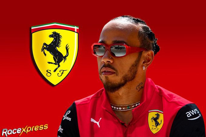 Lewis_Hamilton_Ferrari portret met Ferrari logo