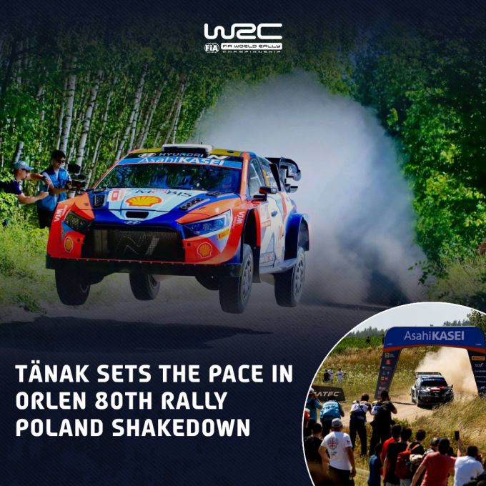 Ott Tnak FIA World Rally Championship won donderdagochtend shakedown  ORLEN 80e Rally van Polen