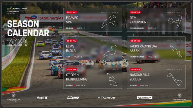 Porsche Carrera Cup Benelux kalender 2024