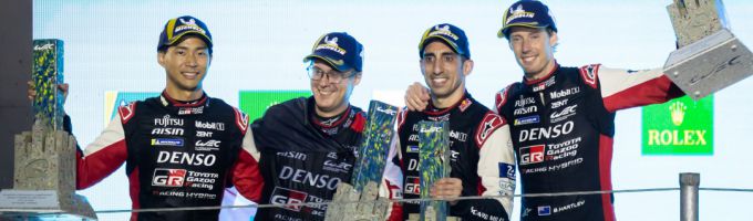 FIA WEC 6 Hours Sao Paulo winnaars Toyota Nr8 Sebastien Buemi, Brendon Hartley en Ryo Hirakawa