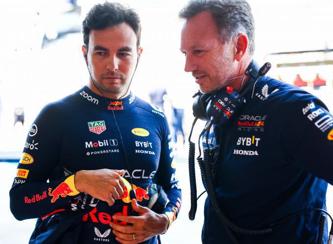 Christian Horner en Sergio Prez Red Bull Racing F1