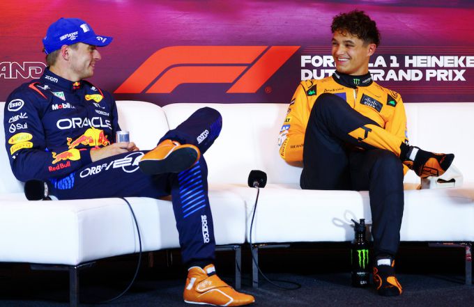 Max Verstappen en Lando Norris F1