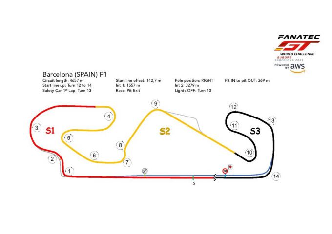 Fanatec GT World Challenge Europe 2024 AWS Sprint Cup Barcelona Foto 10 circuit plattegrond