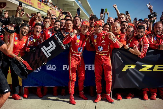 Charles Leclerc en Carlos sainz F1 Ferrari team GP USA Austin 2024