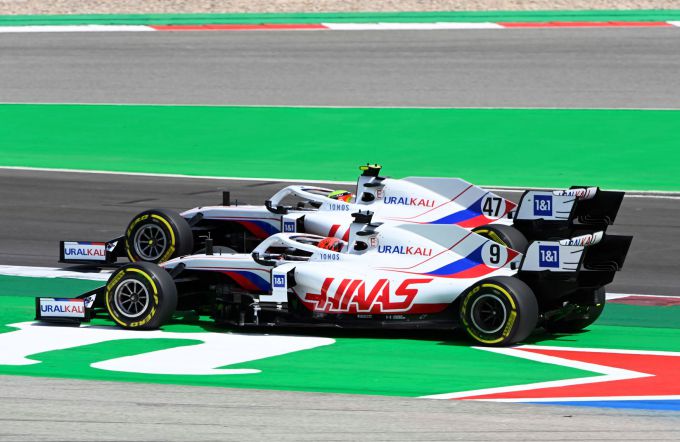 Haas F1 Portimao Schumacher overtakes Mazepin