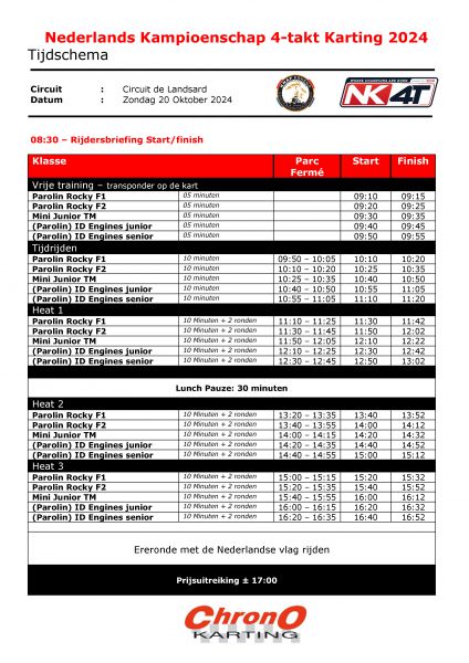 Tijdschema NK 4T