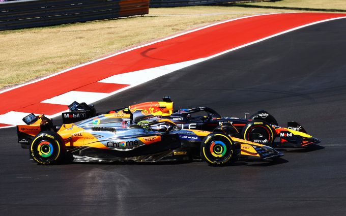 Max Verstappen en Lando Norris op COTA