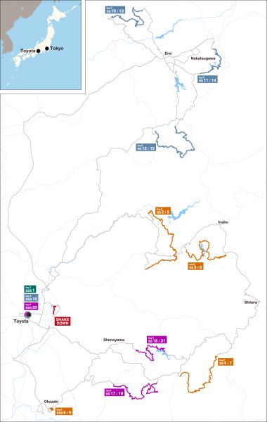 Landkaart FIA WRC Rally Japan 2024