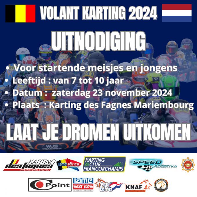 Volant Karting 2024: Doe mee aan de talentenjacht voor jonge karters op Karting des Fagnes in Mariembourg