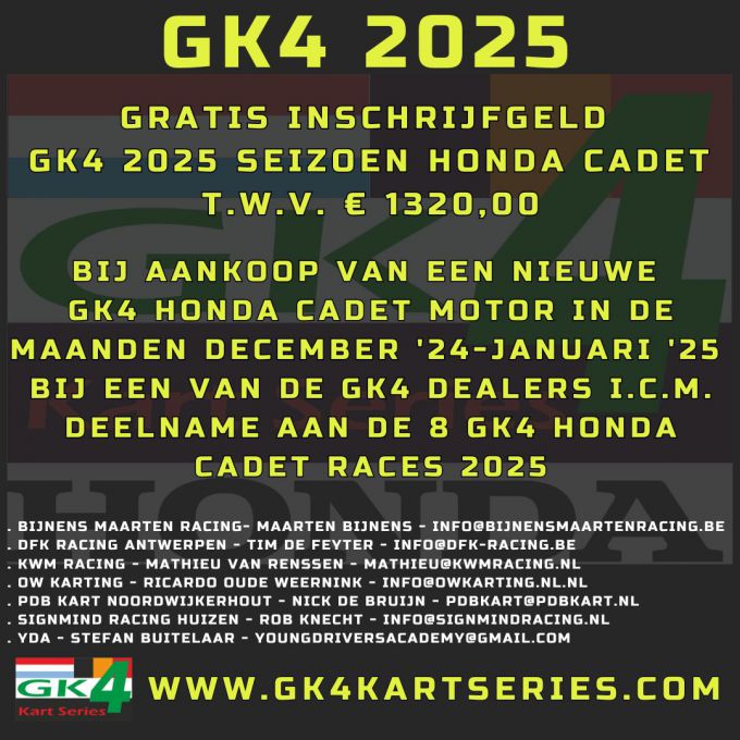 Speciale actie GK4 Honda Cadet + Rookie: d budgetvriendelijke start in karting