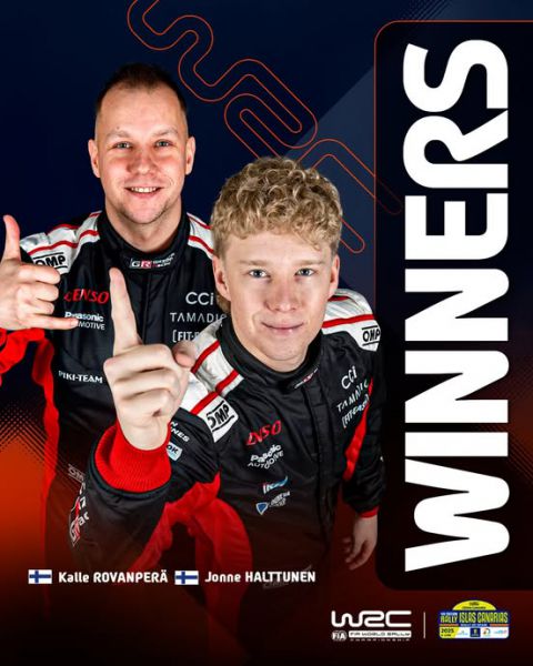 Rovanpera en Halttunen winnaars met Toyota van de Rally Islas Canarias 2025 afbeelding 1
