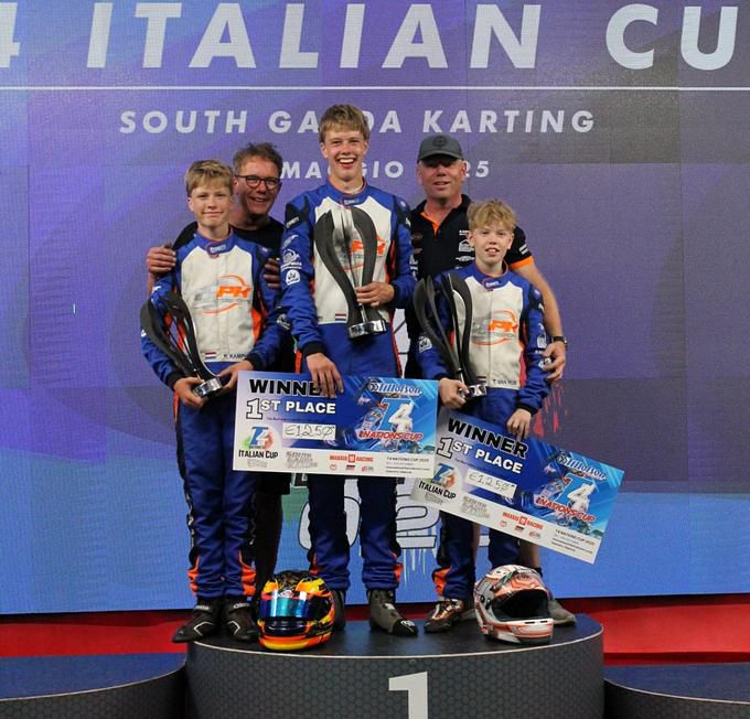Kartbroers Arriën en Ronan Kamphuis op podium in Lonato