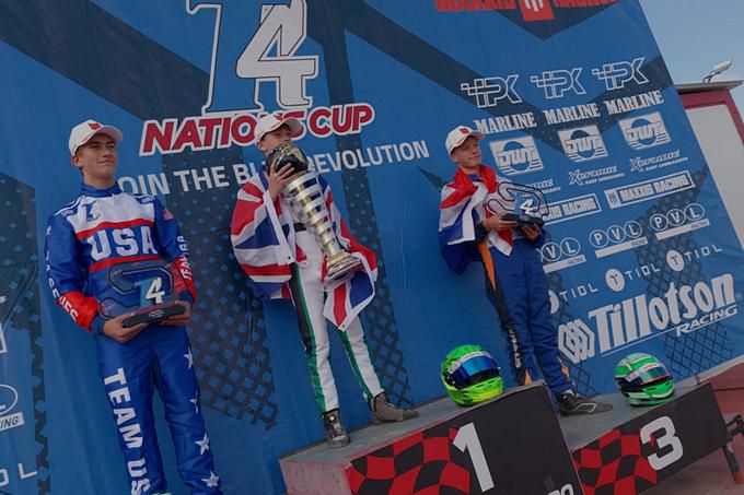 Podium Ronan Kamphuis Tillotson International Kartodromo Lucas Guerrero in Chiva
