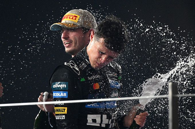 Max Verstappen en Lando Norris F1