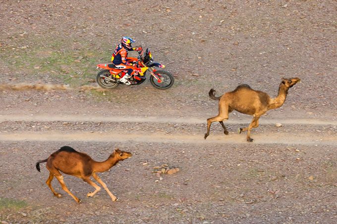 Daniel Sanders op zijn KTM van het Red Bull KTM Factory Racing Team tijdens etappe 2