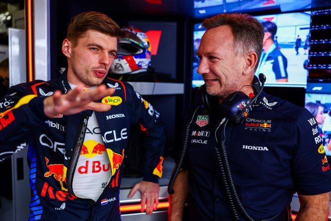 Max Verstappen en Christian Horner F1