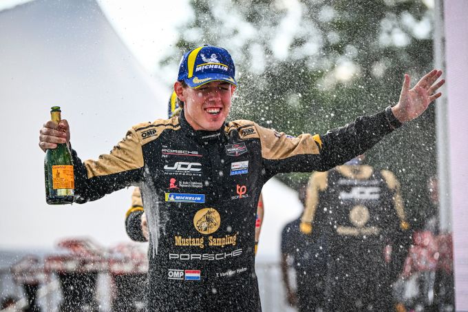 IMSA Motul SportsCar Endurance Grand Prix Road America Tijmen van der Helm champagne